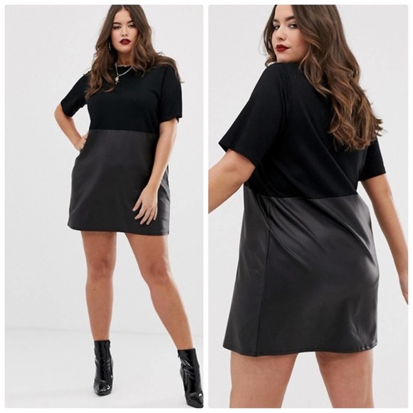 ASOS Curve Dresses & Skirts - ASOS Curve faux leather mix shift dress Size 22